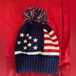 Fleece Lined American Flag Winter Hat
